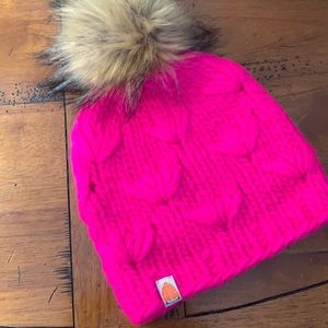 STIK Sh*t That I Knit Motley Beanie with Faux Fur Pom Pom